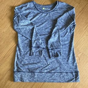 LS  Blue Marbled Workout Top with Thumbholes